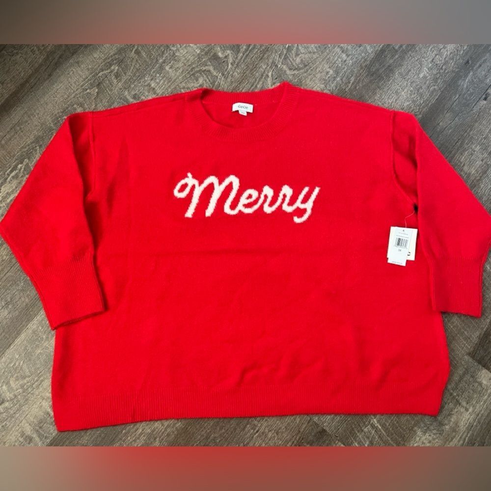 Cece Women's‎ Merry Crewneck Sweater-Size 3X